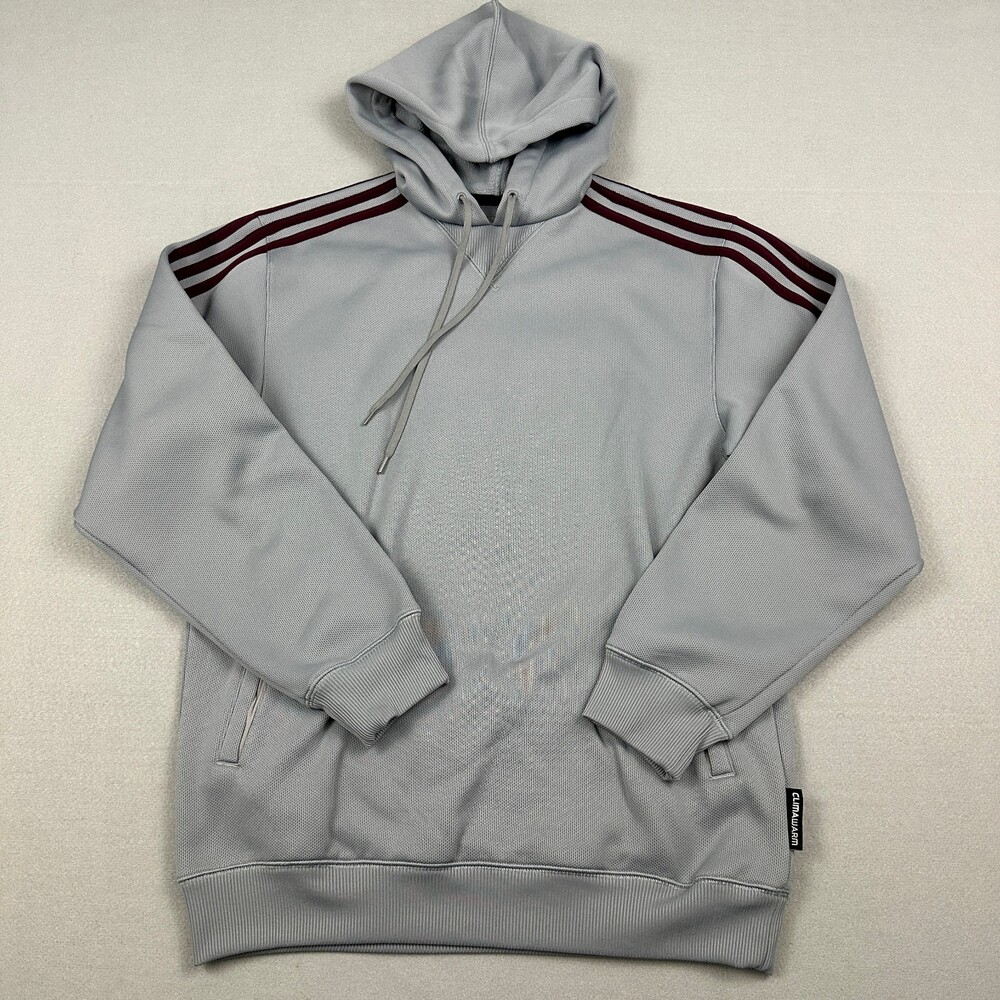 Adidas Hoodie Men Small Gray Solid Essential Pullover Climawarm Sweatshirt S